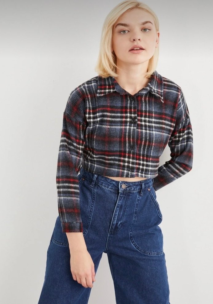 Düğmeli Kareli Uzun Kollu Kadın Gömlek 4 adet fiyatıdır - Görsel 3