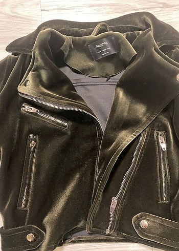 Kadın haki yeşili kadife Ceket - Görsel 2