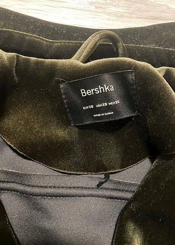 Kadın haki yeşili kadife Ceket - Görsel 3