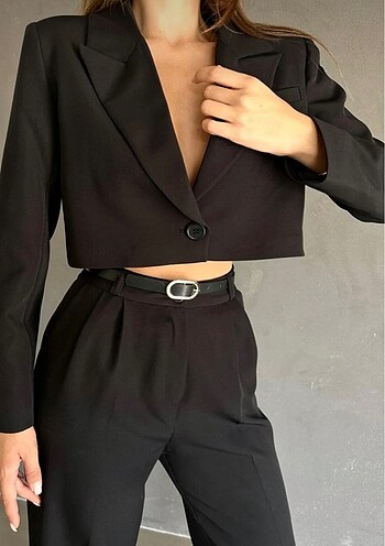 Blazer crop ceket