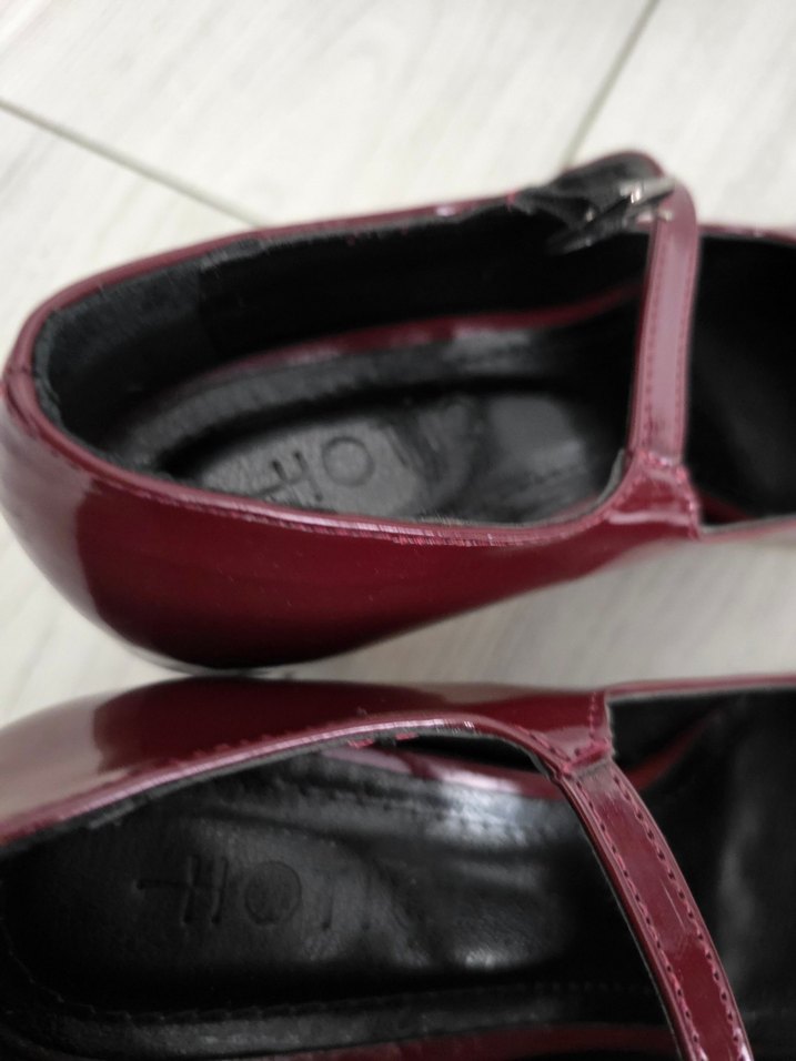 Yeni Hotiç Bordo Tokalı Yüksek Topuklu Kadın Babet - Görsel 3