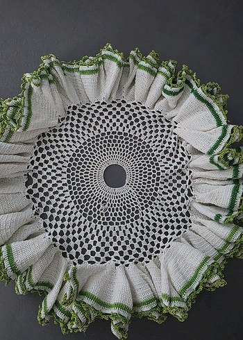 Antika marollu Yeşil Detaylı El Örgüsü Dekoratif Dantel - Görsel 2