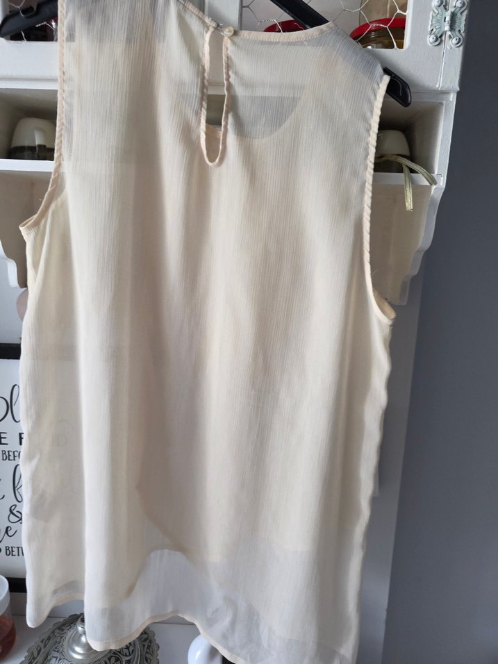 Bej Transparan Kolsuz Midi Bluz - Görsel 5