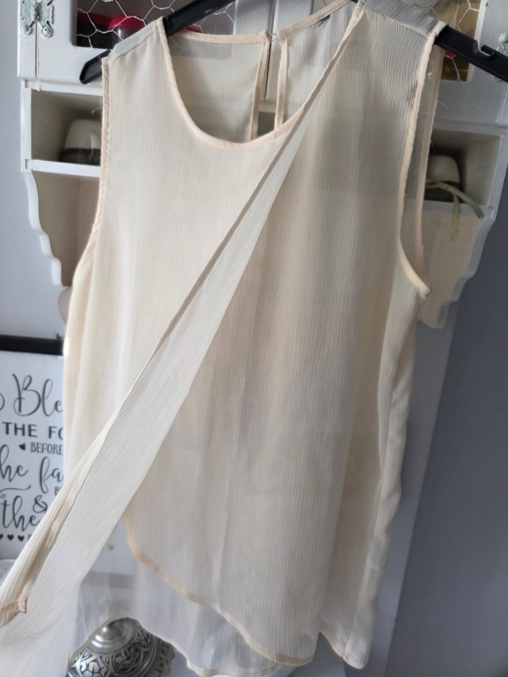 Bej Transparan Kolsuz Midi Bluz - Görsel 2