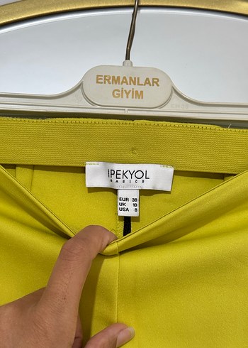 38 Beden sarı Renk İpekyol Kadın Kumaş Pantolon