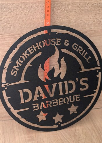 David's Barbeque Vintage Metal Tabela