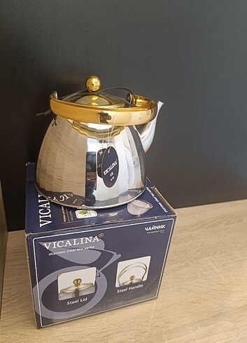  Beden beyaz Renk VICALINA Çelik demlik 1.5 litre 