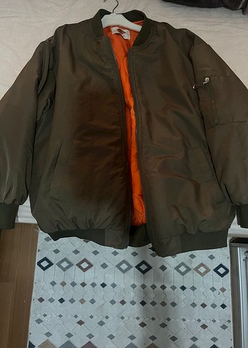 Bershka Kadın asker yeşili Fermuarlı Street Wear Ceket