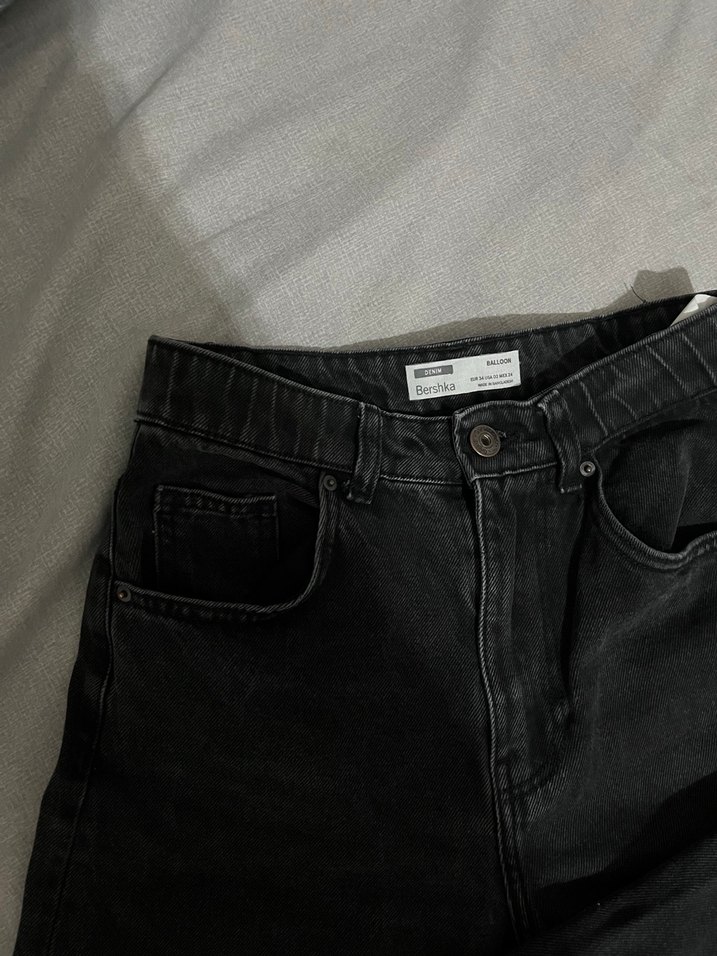 Kadın Siyah Bol Kesim baloonKot Pantolon - Görsel 2