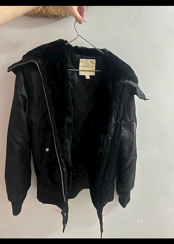 Mango Siyah, Kürklü, Günlük Kadın Mont - Görsel 4