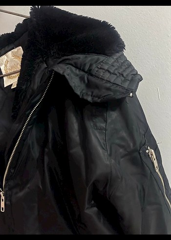 Mango Siyah, Kürklü, Günlük Kadın Mont - Görsel 3