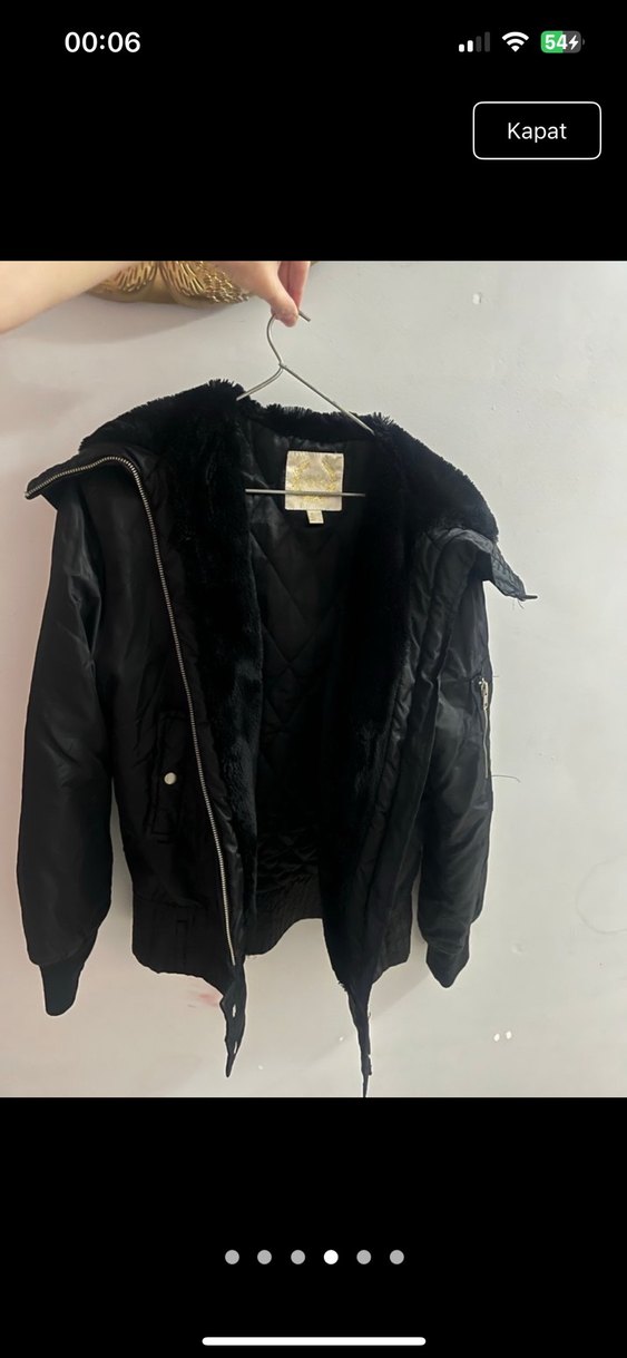 Mango Siyah, Kürklü, Günlük Kadın Mont - Görsel 4