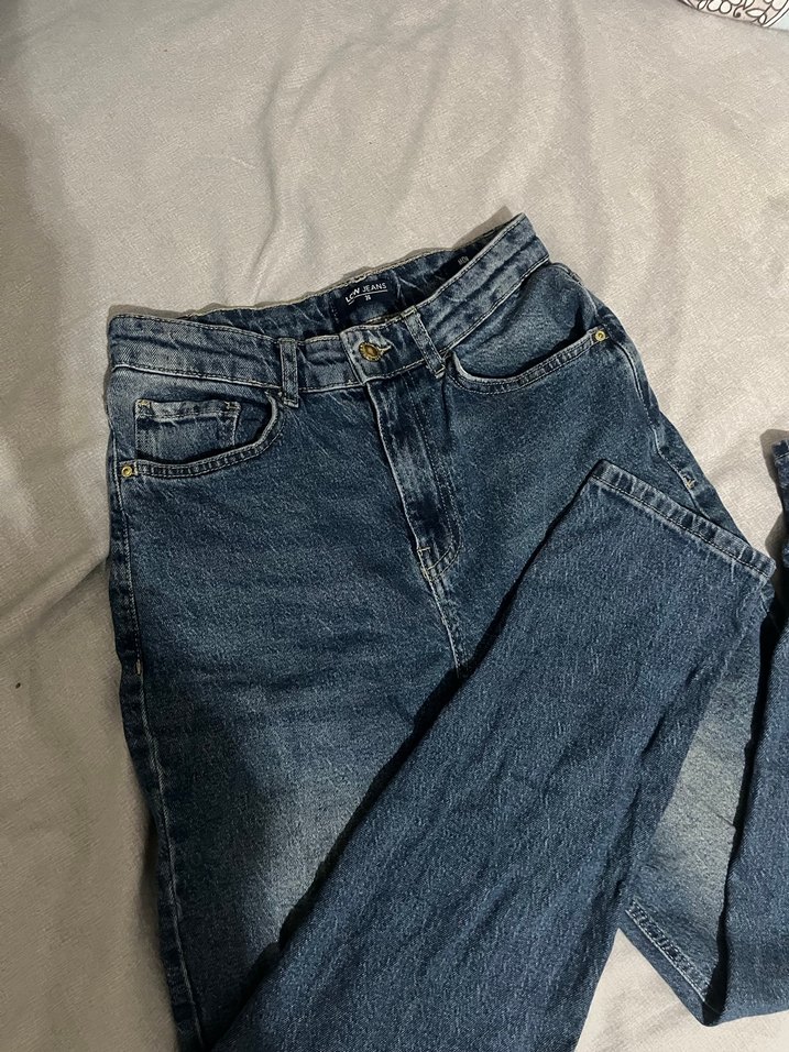 Kadın mavş eskitme desenli Rahat Kesim Midi Kot Pantolon - Görsel 3