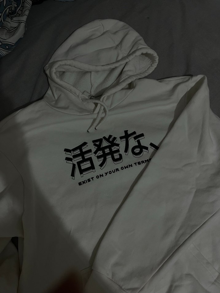 Beyaz Baskılı Yüksek Yakalı Sweatshirt - Görsel 3