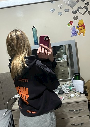 Koyu gri Baskılı Oversize Sweatshirt - Görsel 2