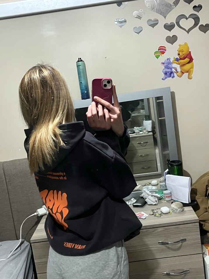 Koyu gri Baskılı Oversize Sweatshirt - Görsel 2