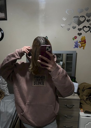 Kahverengi Kapüşonlu Salaş Sweatshirt - Görsel 2