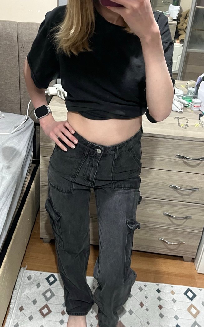 Koyu gri kargo pant - Görsel 4