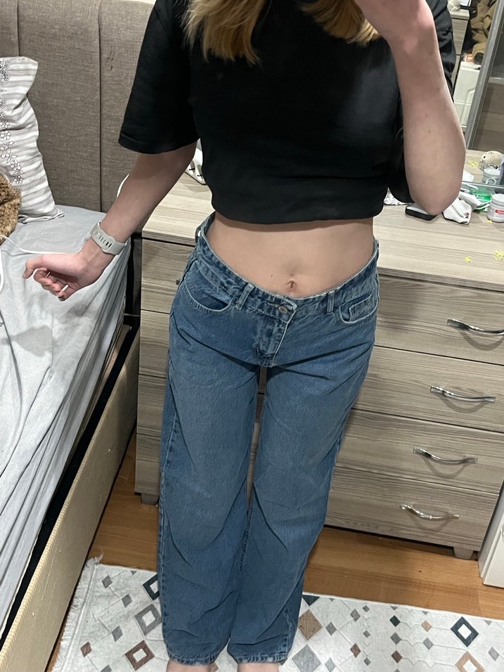 Mavi Rahat Kesim bol Kadın Kot Pantolon - Görsel 3