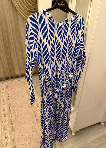 Mavi Bohem Uzun Kollu Pilili Elbise - Görsel 2