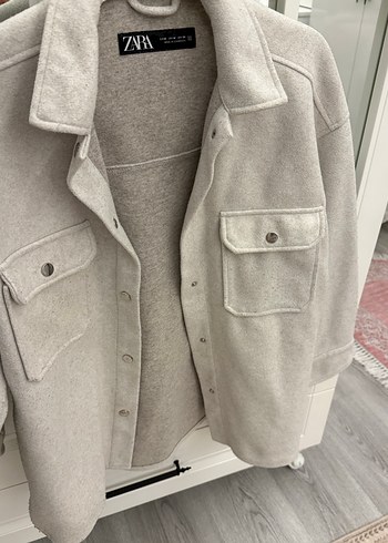 ZARA Gri Düğmeli Kadın Kaban - Görsel 3