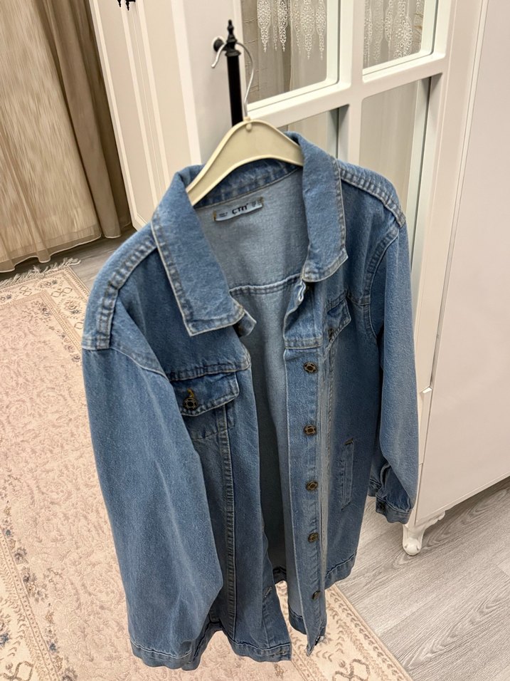 Kadın Mavi Düğmeli Denim Ceket - Görsel 2