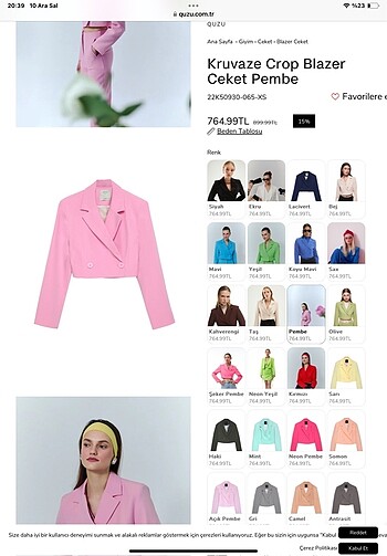 QUZU CROP BLAZER CEKET - Görsel 2