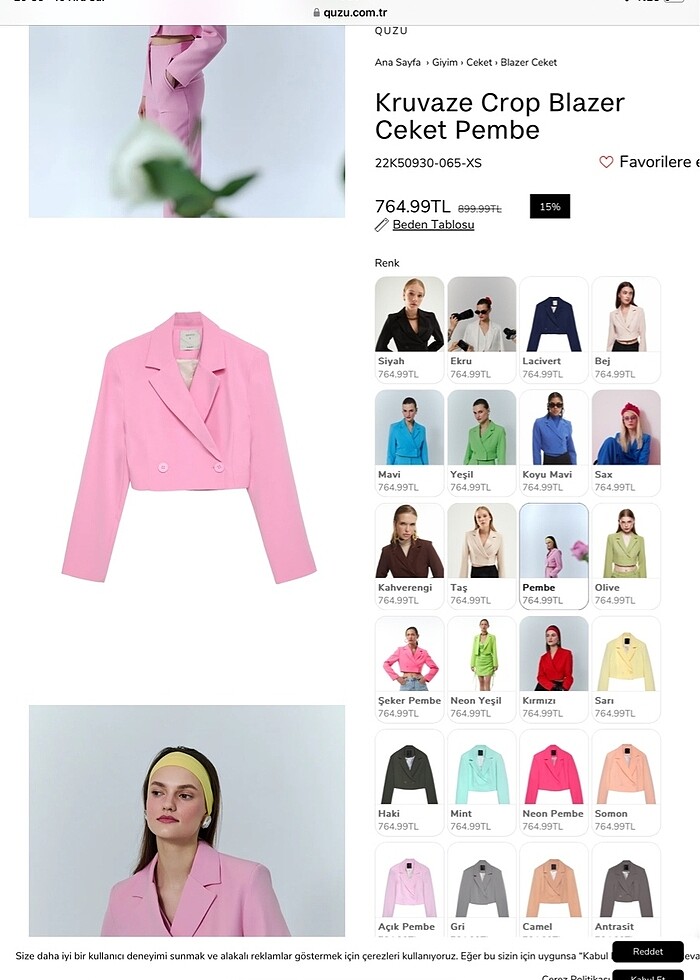 QUZU CROP BLAZER CEKET - Görsel 2