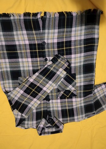 Düğmeli Kareli Kadın Gömlek - Görsel 3