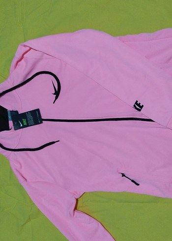 Fermuarlı Pembe Nike Kadın Kapüşonlu Ceket - Görsel 3