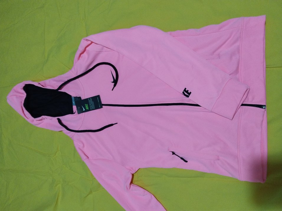 Fermuarlı Pembe Nike Kadın Kapüşonlu Ceket - Görsel 3