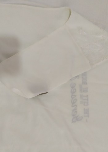 Dantel Detaylı Beyaz Kadın Tişört - Görsel 4