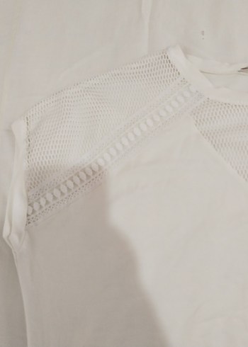Beyaz Örgü Detaylı Kadın Bluz - Görsel 2