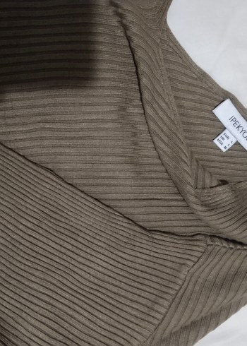 V Yaka Pilili Kahverengi Kadın triko - Görsel 3