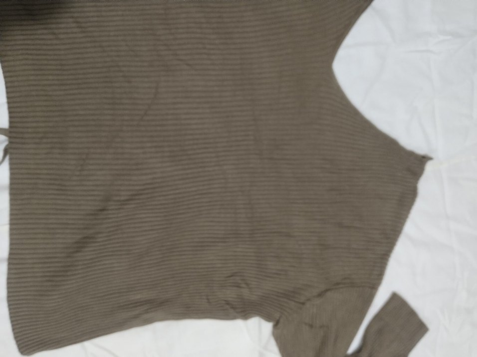 V Yaka Pilili Kahverengi Kadın triko - Görsel 4