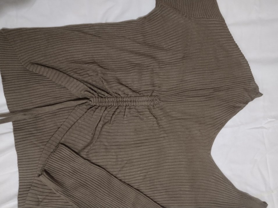 V Yaka Pilili Kahverengi Kadın triko - Görsel 2