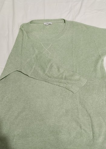 Kadın Yeşil Triko Bisiklet Yaka Kazak - Görsel 2