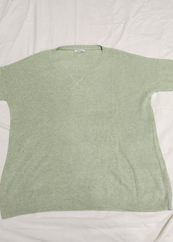 Kadın Yeşil Triko Bisiklet Yaka Kazak - Görsel 3