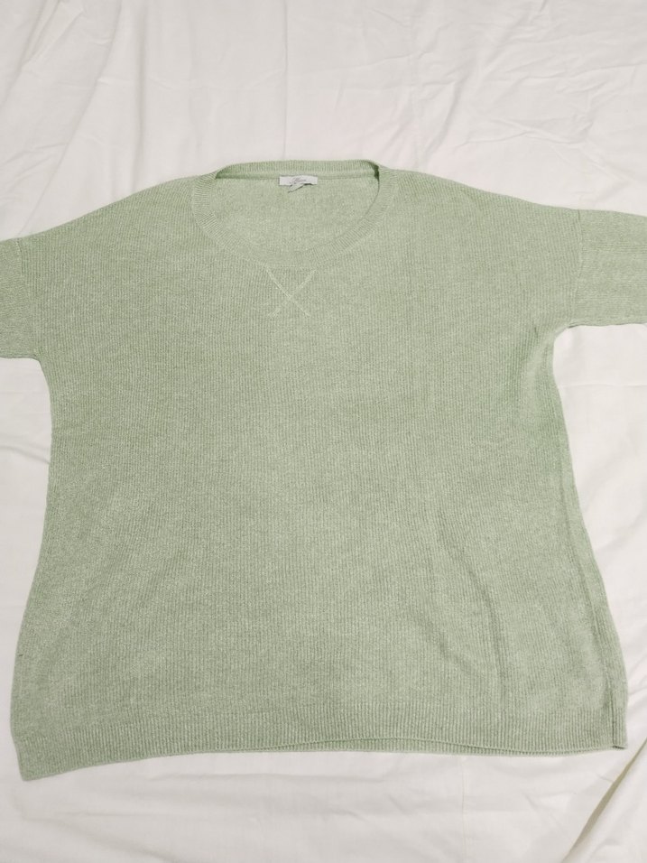 Kadın Yeşil Triko Bisiklet Yaka Kazak - Görsel 3