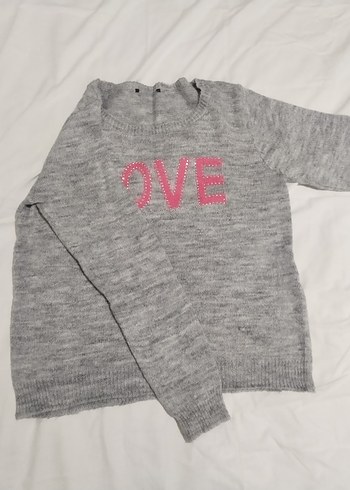 Gri Uzun Kollu Örgü Kadın Kazak - Görsel 2