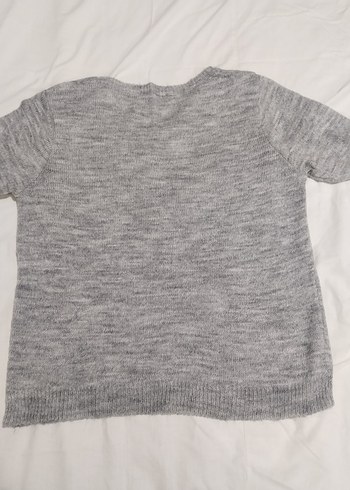 Gri Uzun Kollu Örgü Kadın Kazak - Görsel 3