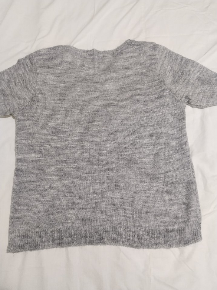 Gri Uzun Kollu Örgü Kadın Kazak - Görsel 3