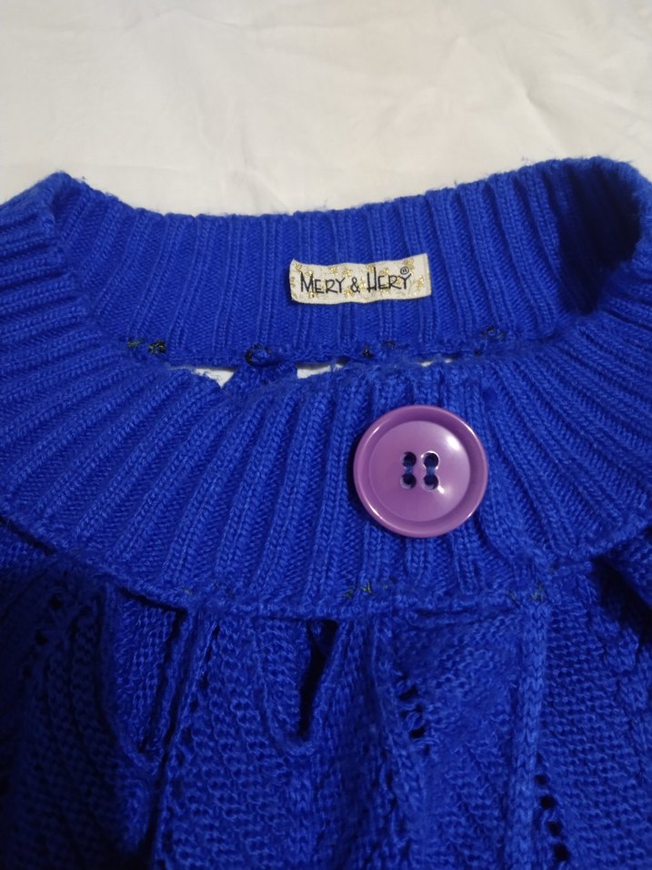 Mavi Örgü Kadın  Kazak - Görsel 2