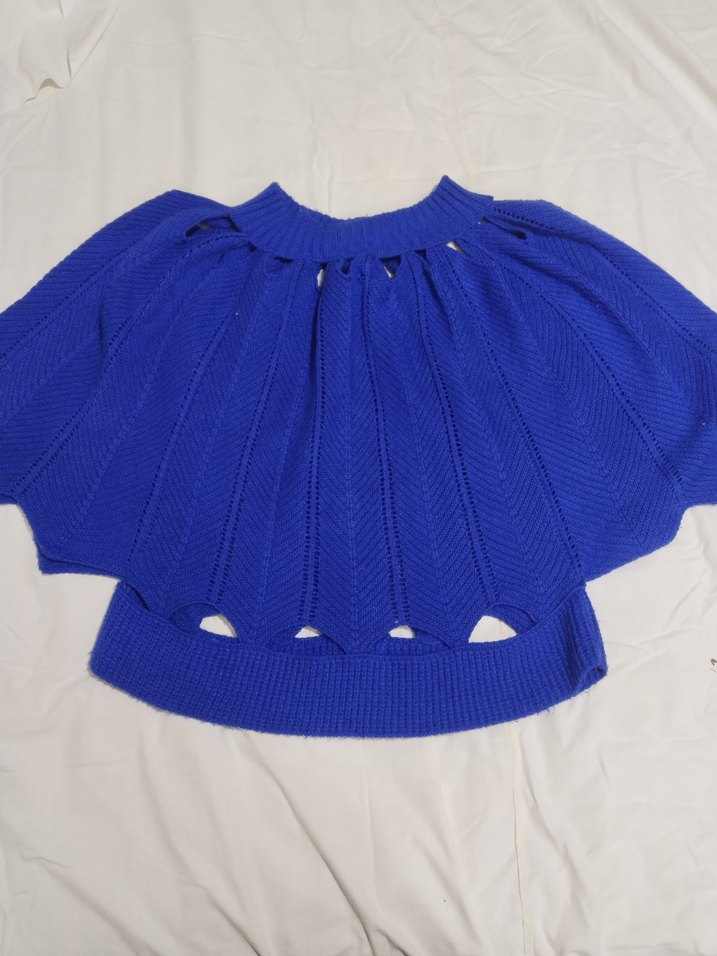 Mavi Örgü Kadın  Kazak - Görsel 4