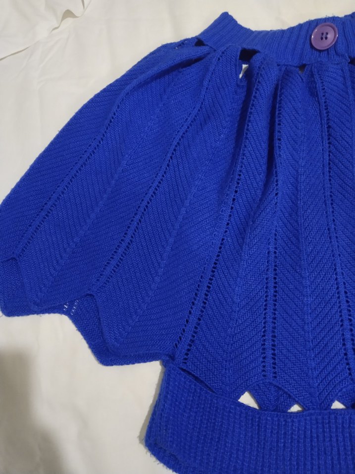 Mavi Örgü Kadın  Kazak - Görsel 3