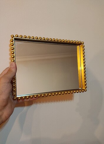 Diğer Gold çerçeveli cam aynalı dikdörtgen dekoratif tepsi