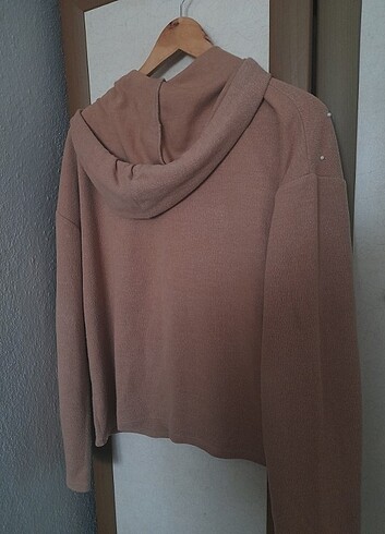 s Beden Camel Rengi İnci Detaylı Zara Marka Sweatshirt