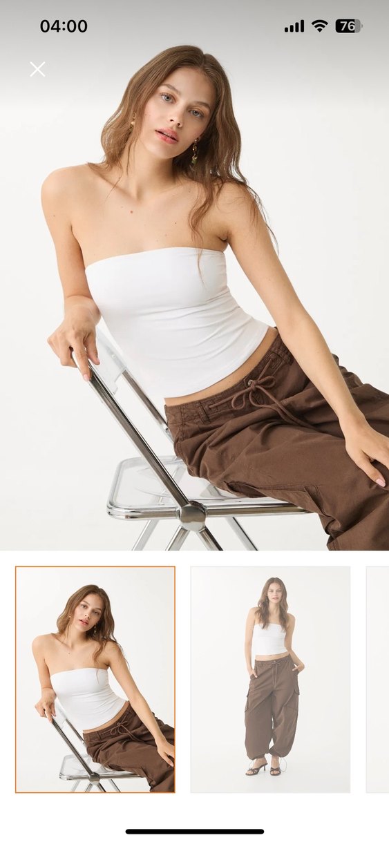 Stradivarius Beyaz Straplez - Görsel 2