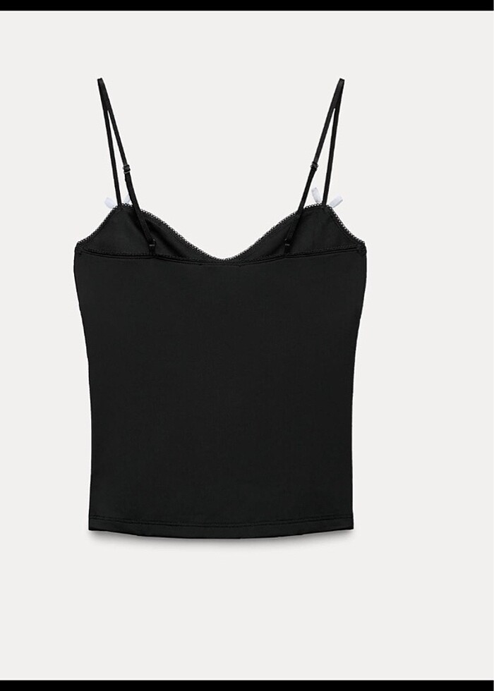 Zara kurdele detaylı coquette askılı bluz - Görsel 2