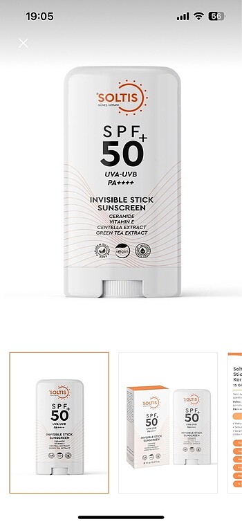 Soltis spf 50 stick yüz güneş kremi